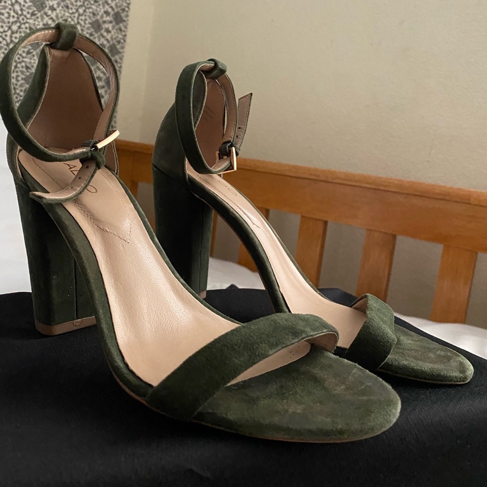 Aldo olive green suede heels